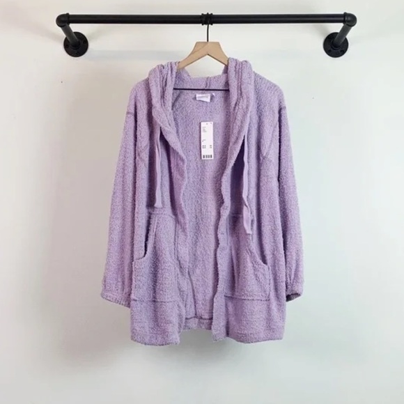 NWT Urban Outfitters UO Out From Under Morgan Hooded Fuzzy Jacket In Lilac - Picture 5 of 9